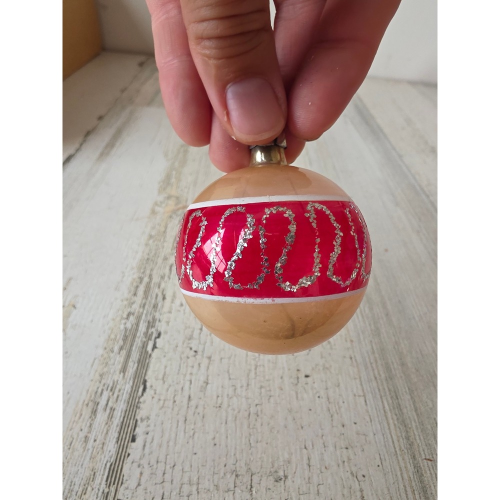 Vintage poland? Micah orange red ornament on silvered Xmas tree